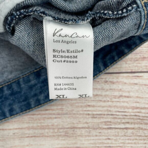 Kancan Distressed Denim Trucker Jean Vest Juniors Size XL Blue Medium Wash - Picture 13 of 15